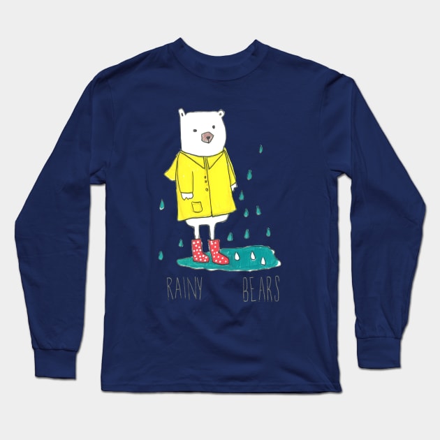 Rainy Bear Long Sleeve T-Shirt by DoodlesAndStuff